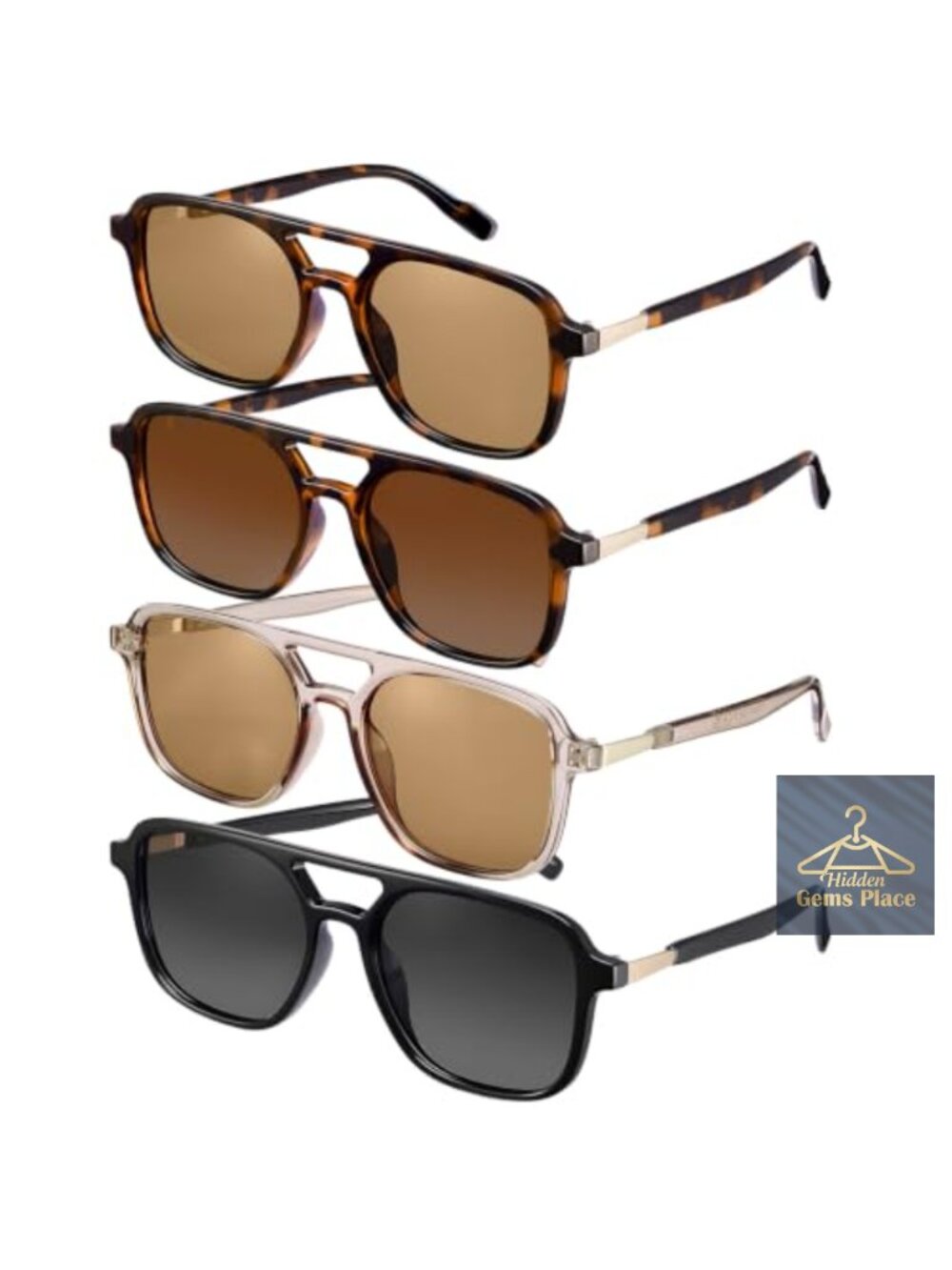 Retro Aviator Sunglasses 4 Pack for Women Men